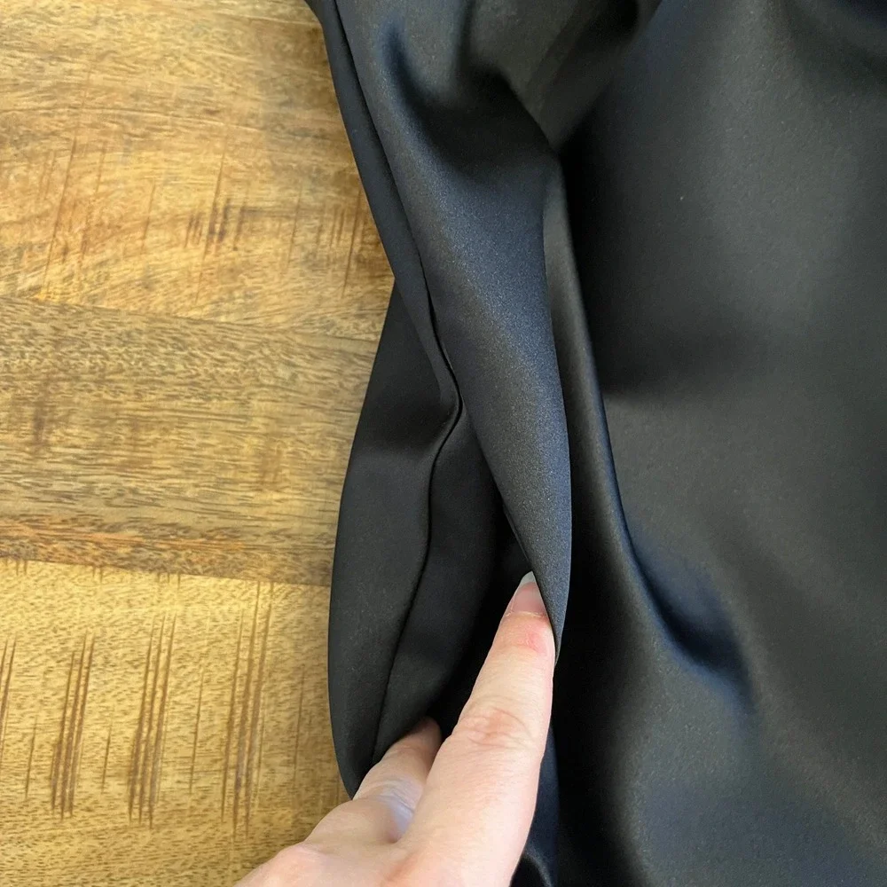 DB Studio Satin Off Shoulder Formal Gown Dress 14 Bridesmaid Maxi F20134 Black - Picture 13 of 16